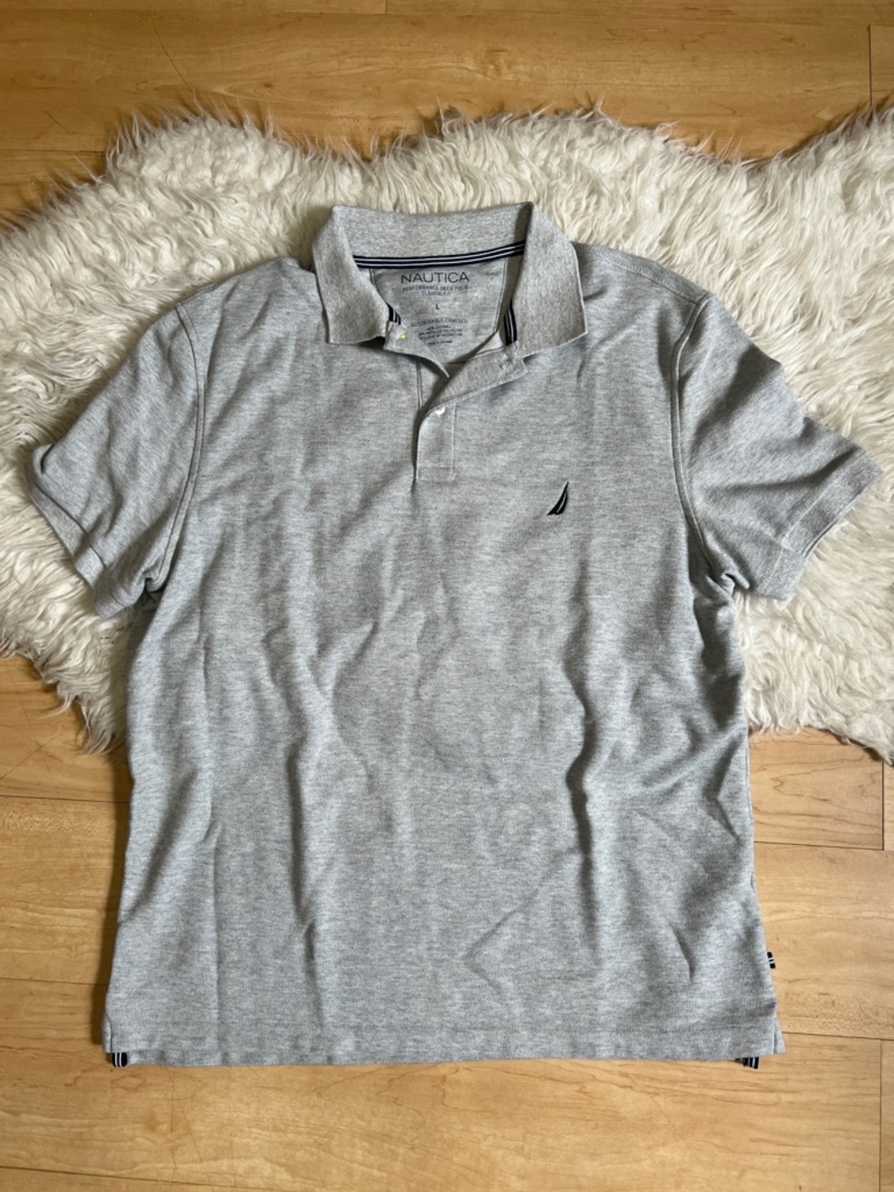 Nautica Light Gray Short Sleeve Polo with Sail Logo